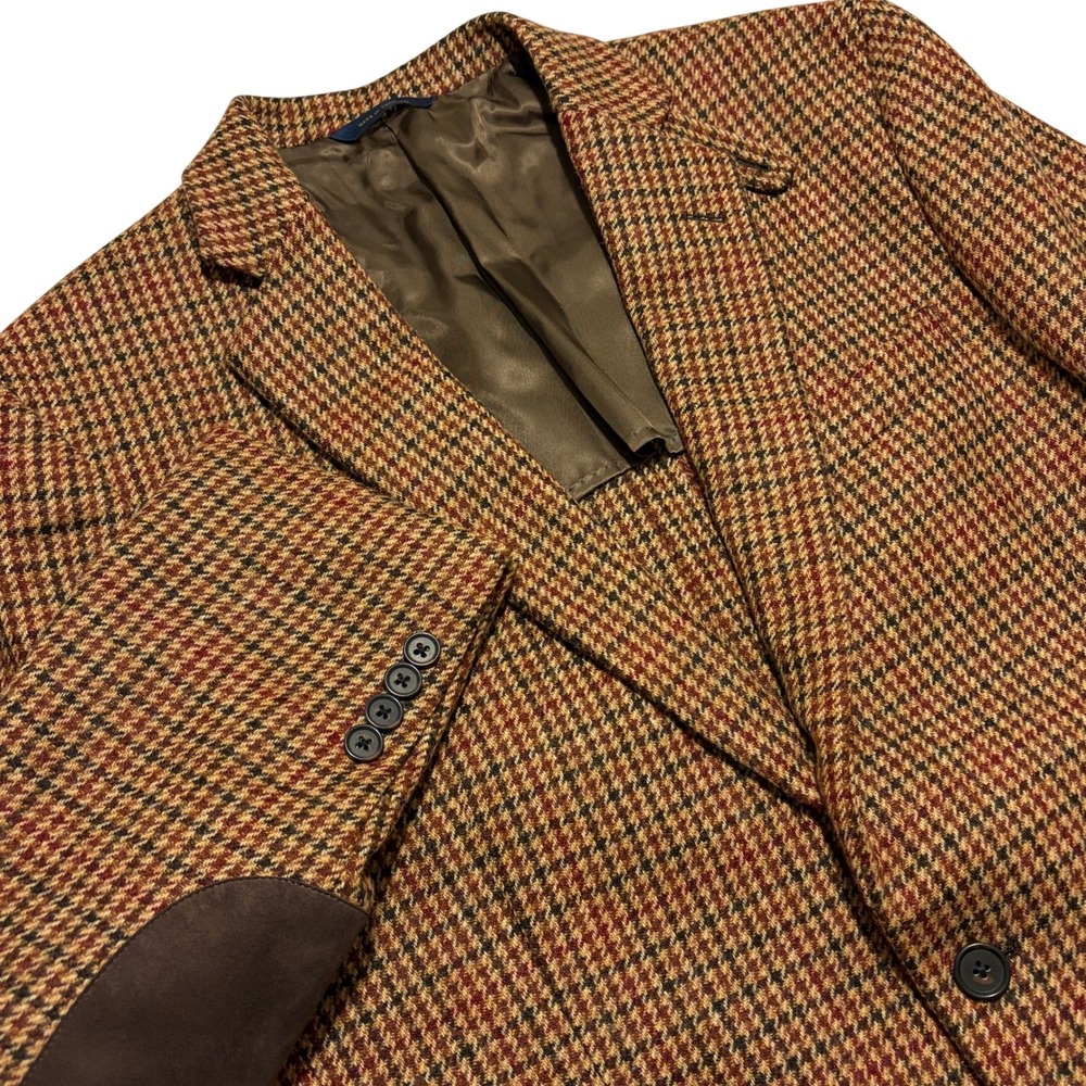 Brooks Brothers Regent Luxury Moon Wool Houndstooth Blazer Elbow Patches 42L